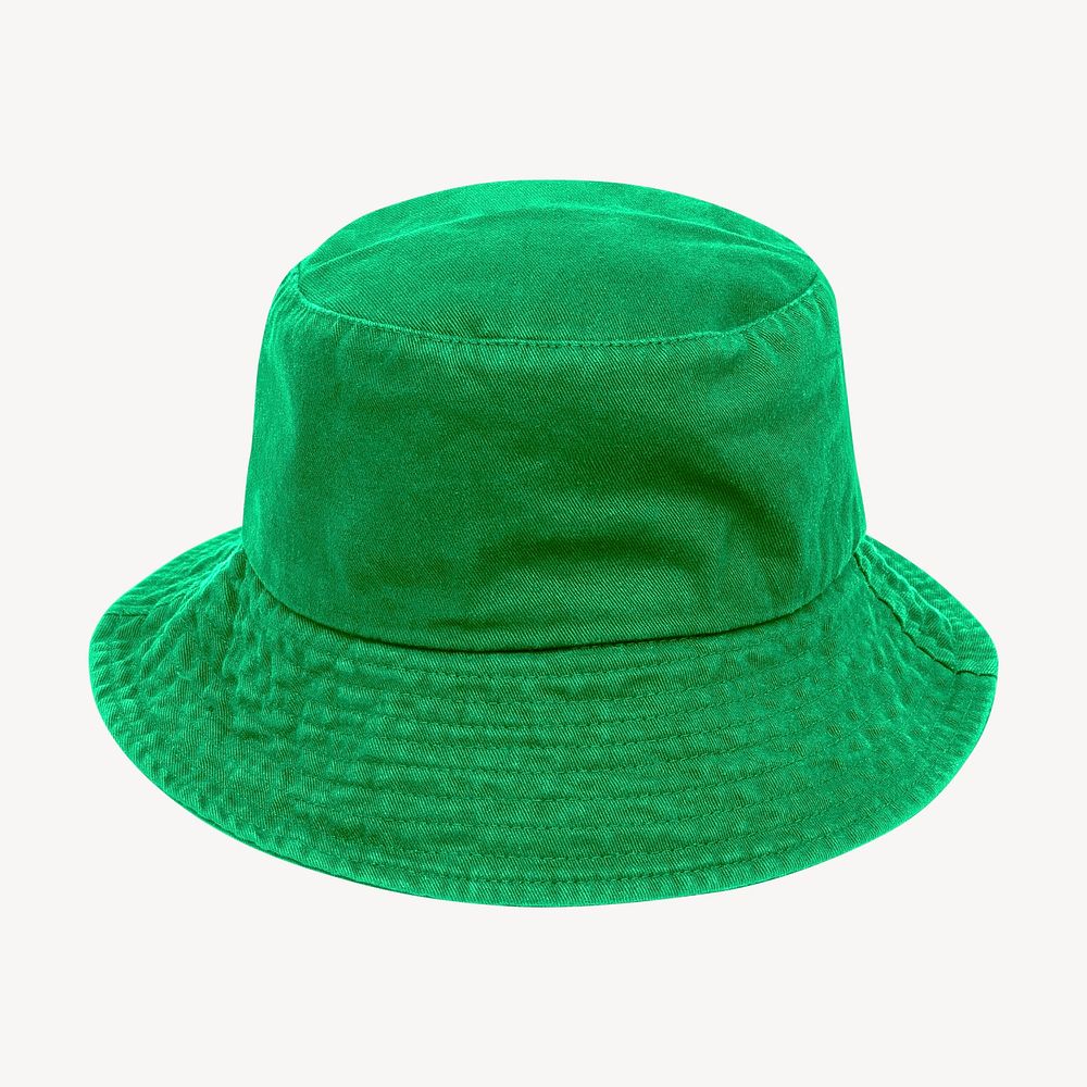 Green bucket hat, isolated fashion object 