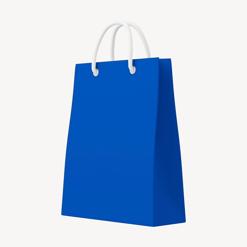 Blue shopping bag 3D object   collage element psd