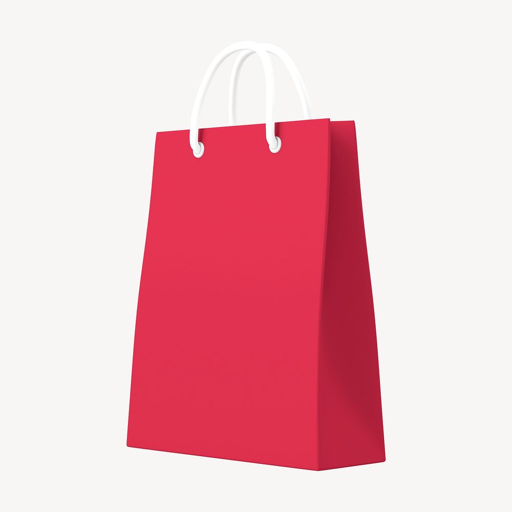 Pink shopping bag 3D object   collage element psd