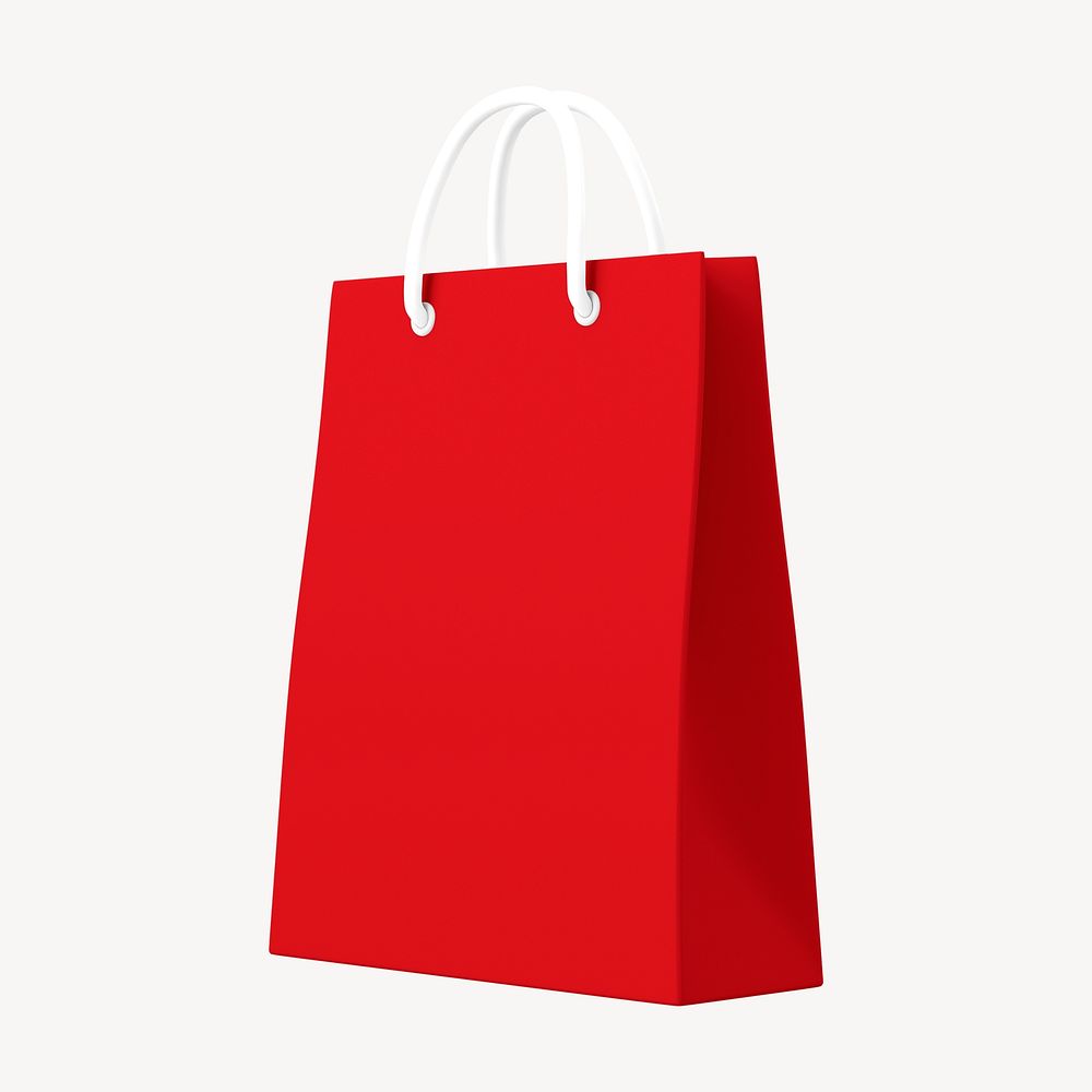Red shopping bag 3D object   collage element psd