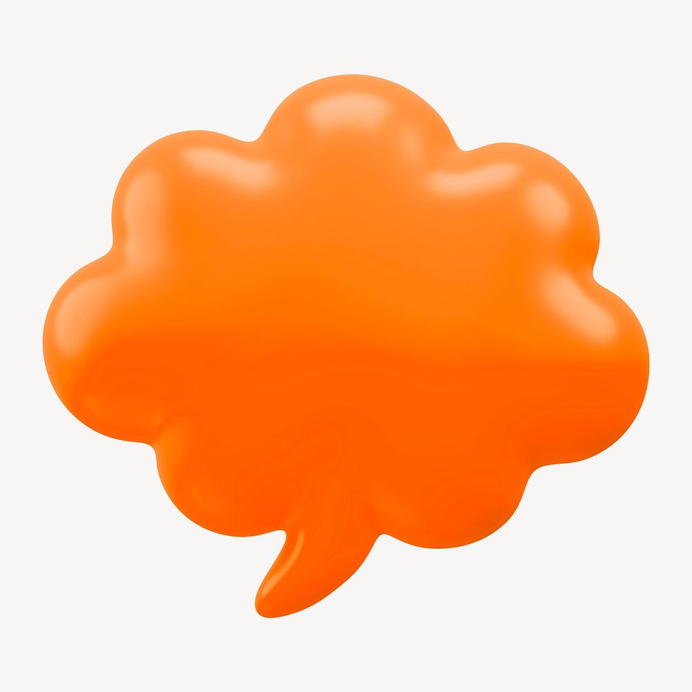 Orange speech bubble 3D badge   collage element psd