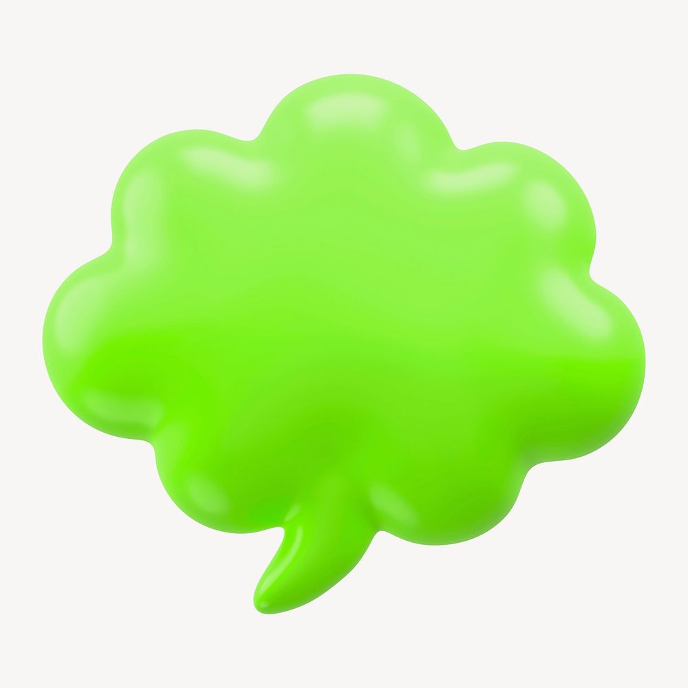 Green thinking bubble 3D badge   collage element psd