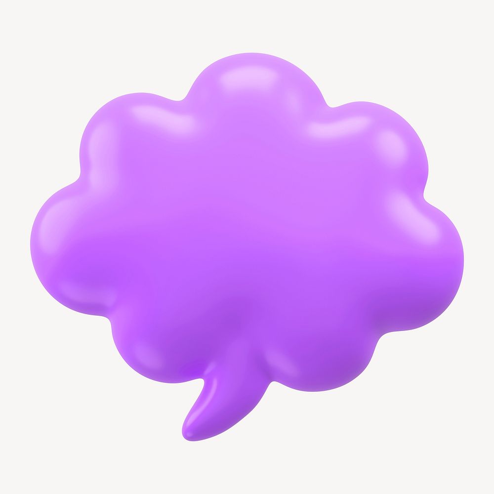 Purple thinking bubble 3D badge   collage element psd