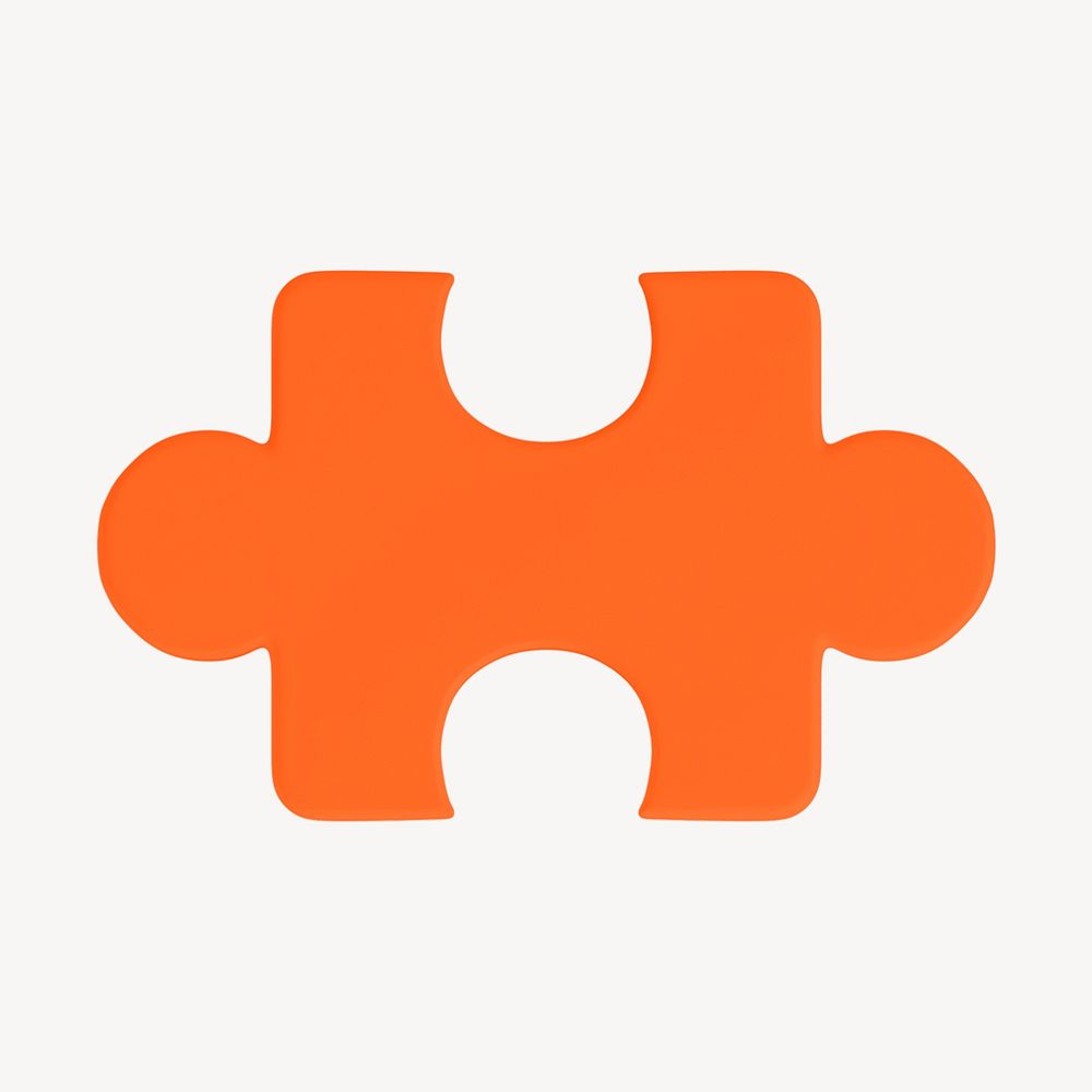 Orange jigsaw puzzle clipart, 3D   collage element psd
