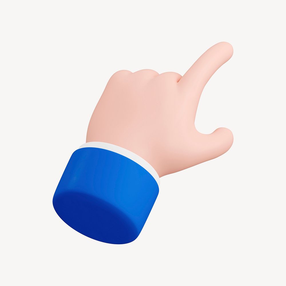 Finger pointing, 3D hand gesture illustration