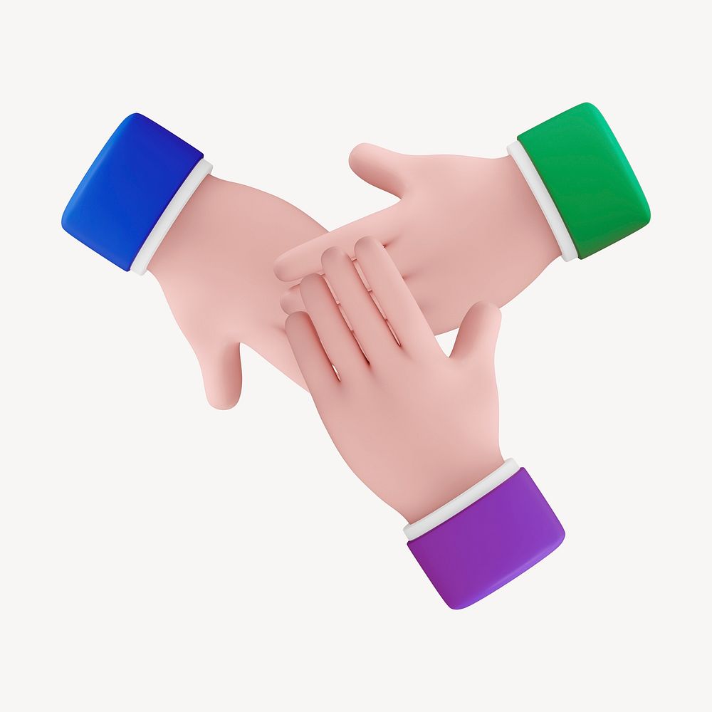 Business teamwork, 3D hand gesture illustration