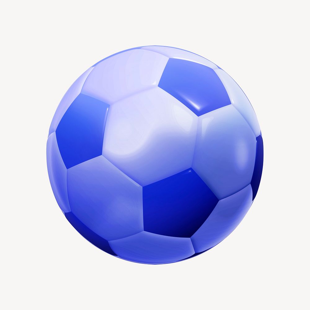 Blue football, 3D rendering   collage element psd