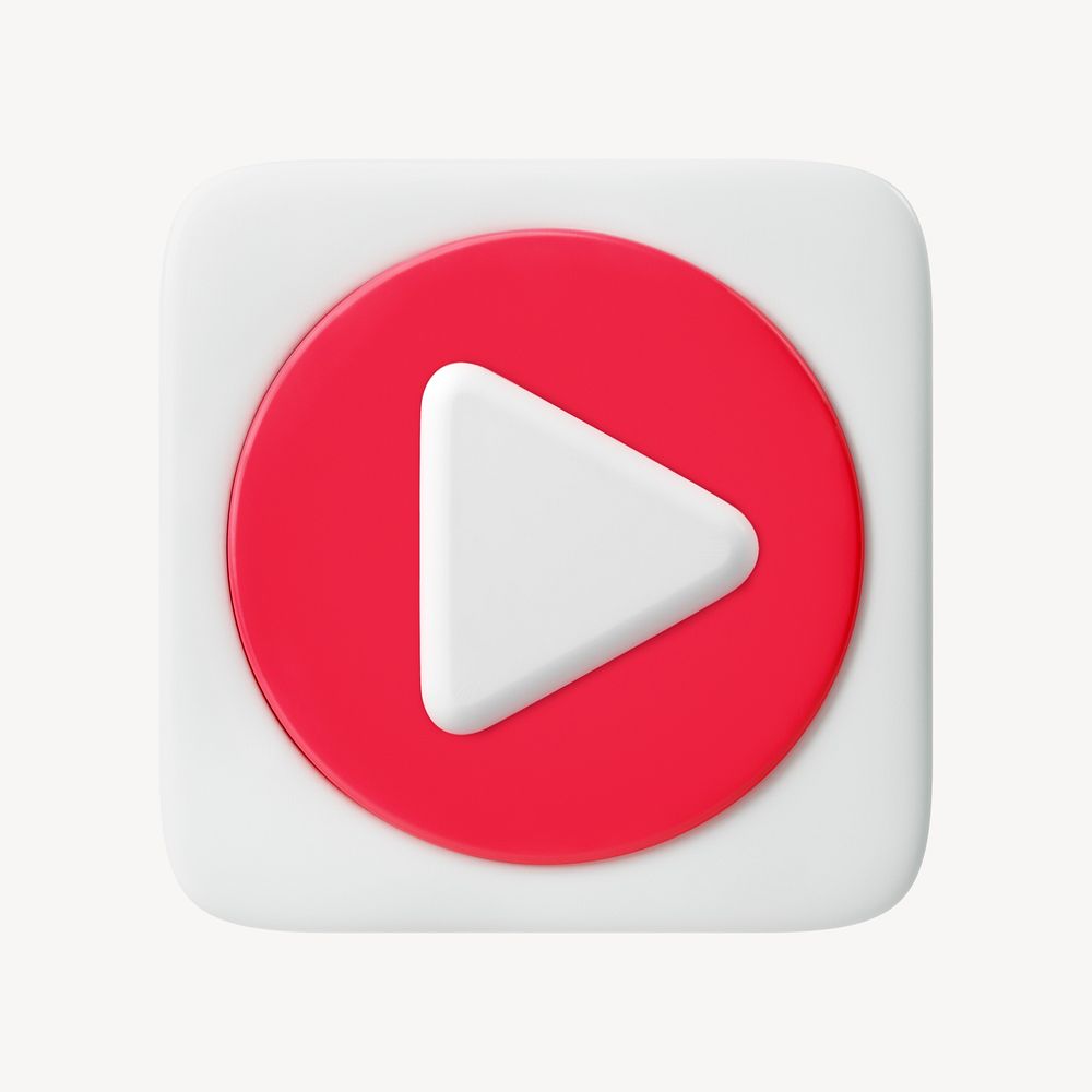 Play button, 3D icon illustration