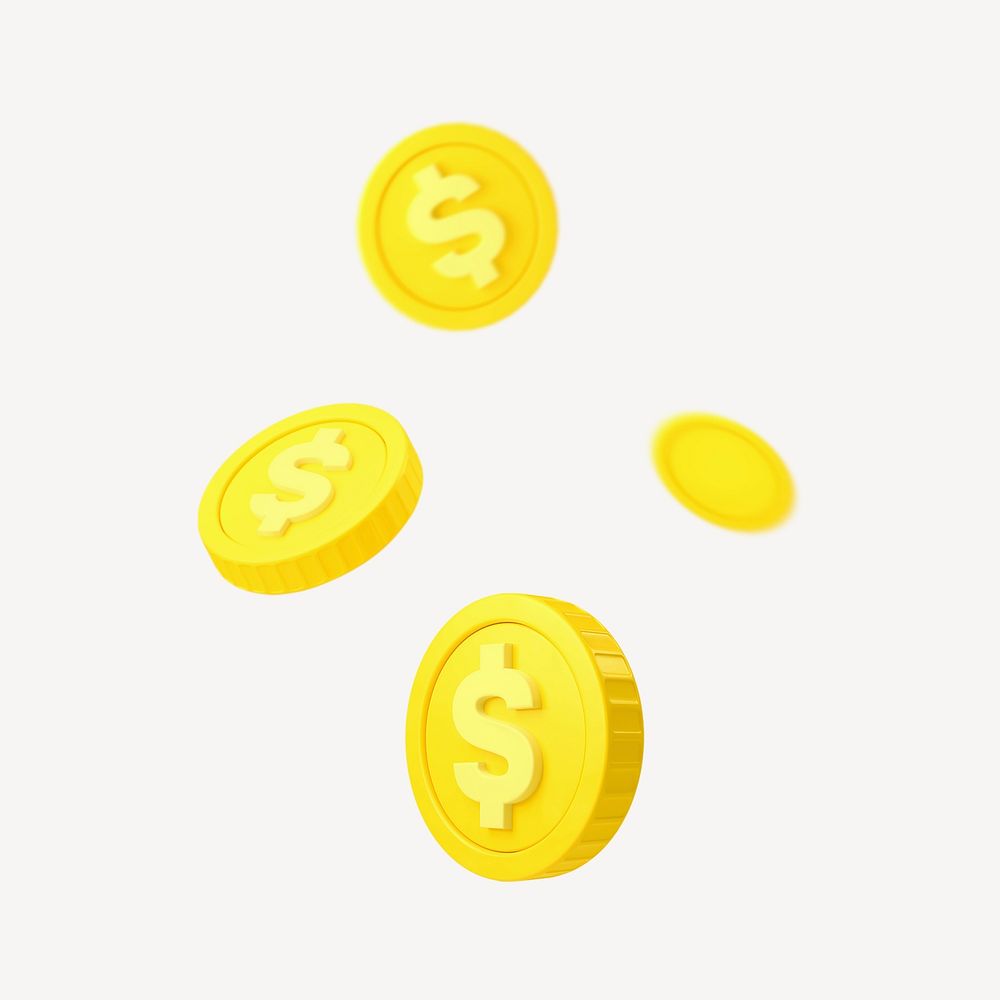 Dropping coins  3D finance object illustration