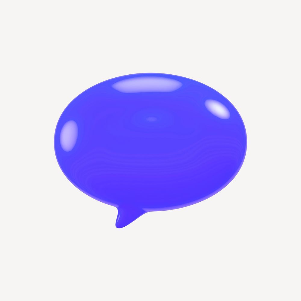 Blue speech bubble collage element psd