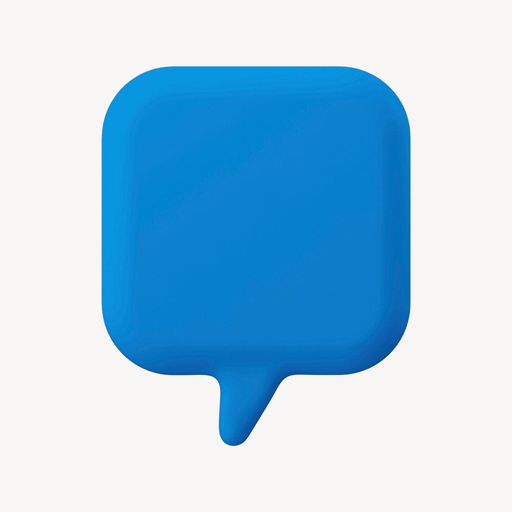 Blue speech bubble, 3D badge   collage element psd