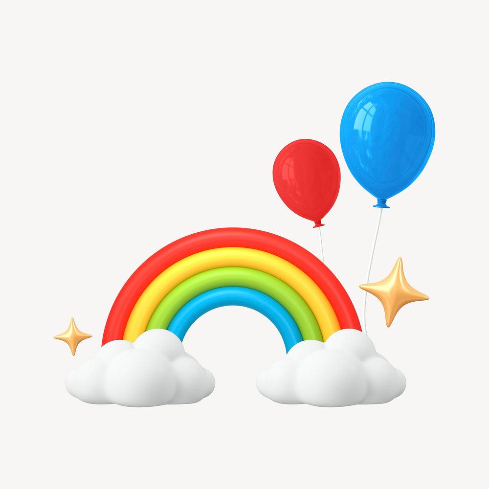 Rainbow party, colorful remix clip art