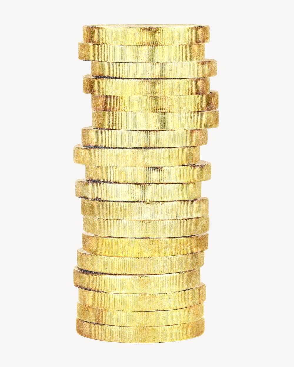 Stacked gold coins, money, finance isolated image psd