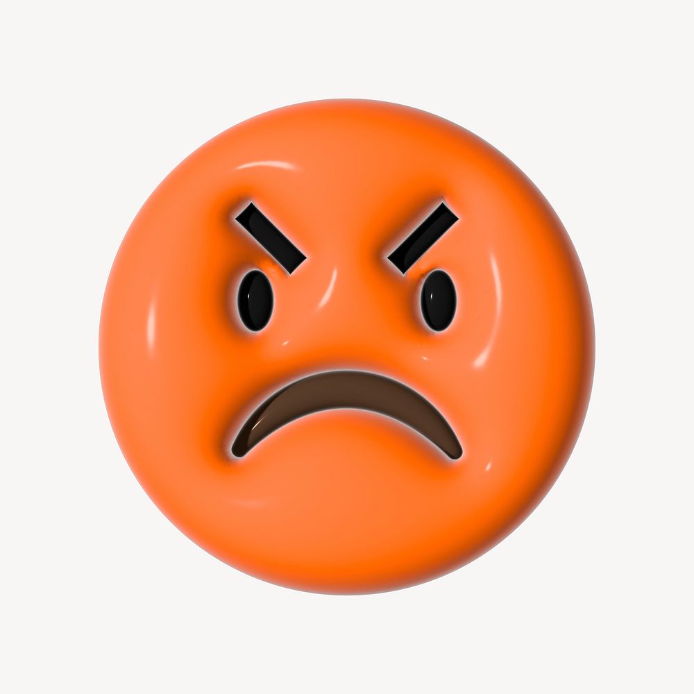 Angry read face 3D emoticon