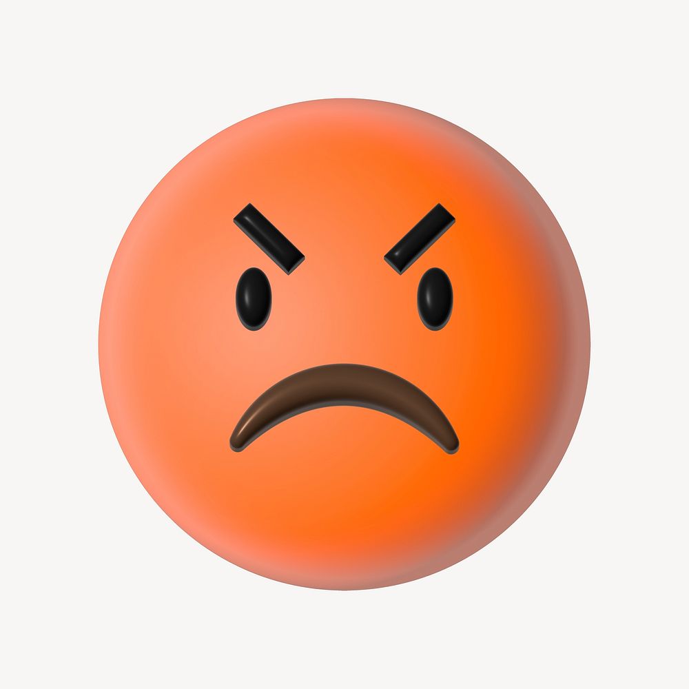 Angry read face 3D emoticon