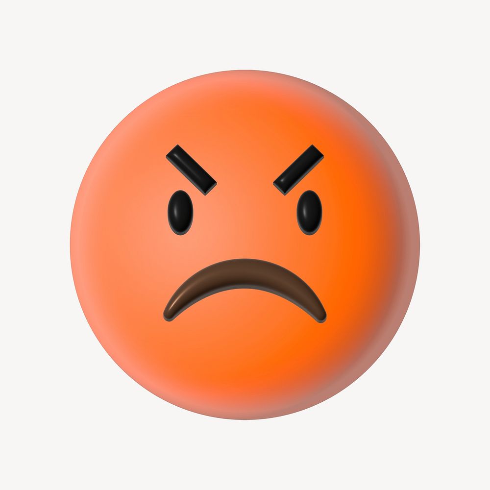 Angry read face 3D emoticon psd