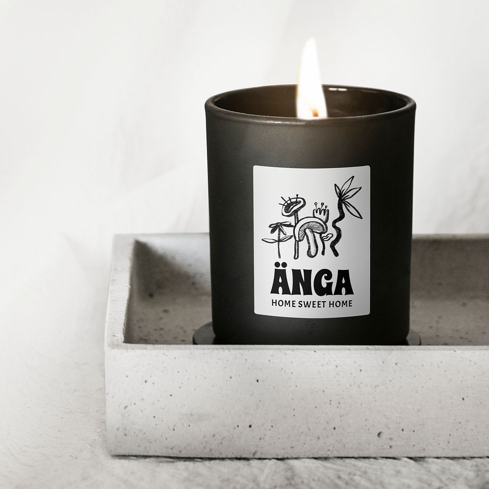 Scented candle label mockup, product design psd