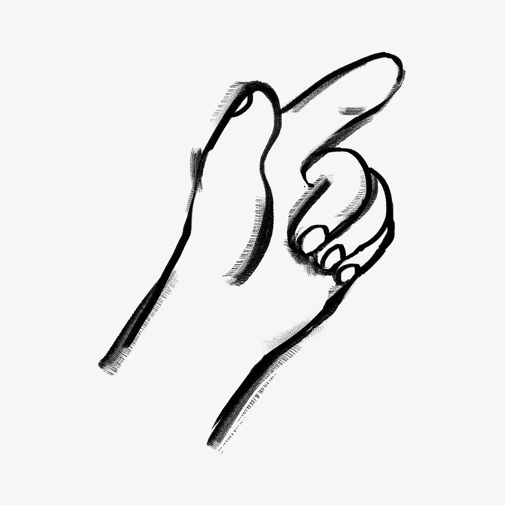 Hand pointing finger, gesture doodle psd