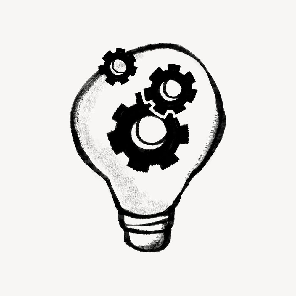 Cogwheel bulb, business manpower doodle psd