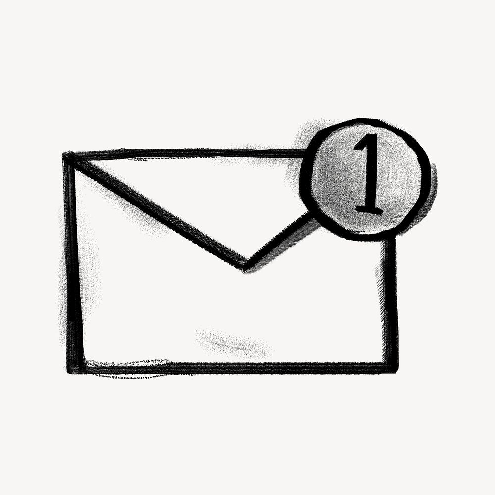 Letter envelope doodle, email notification icon