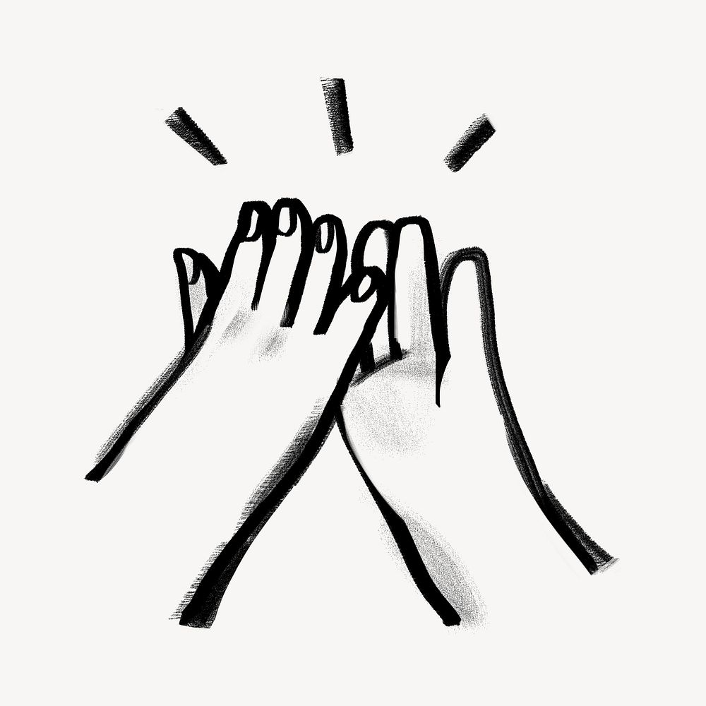 High five hands, gesture doodle
