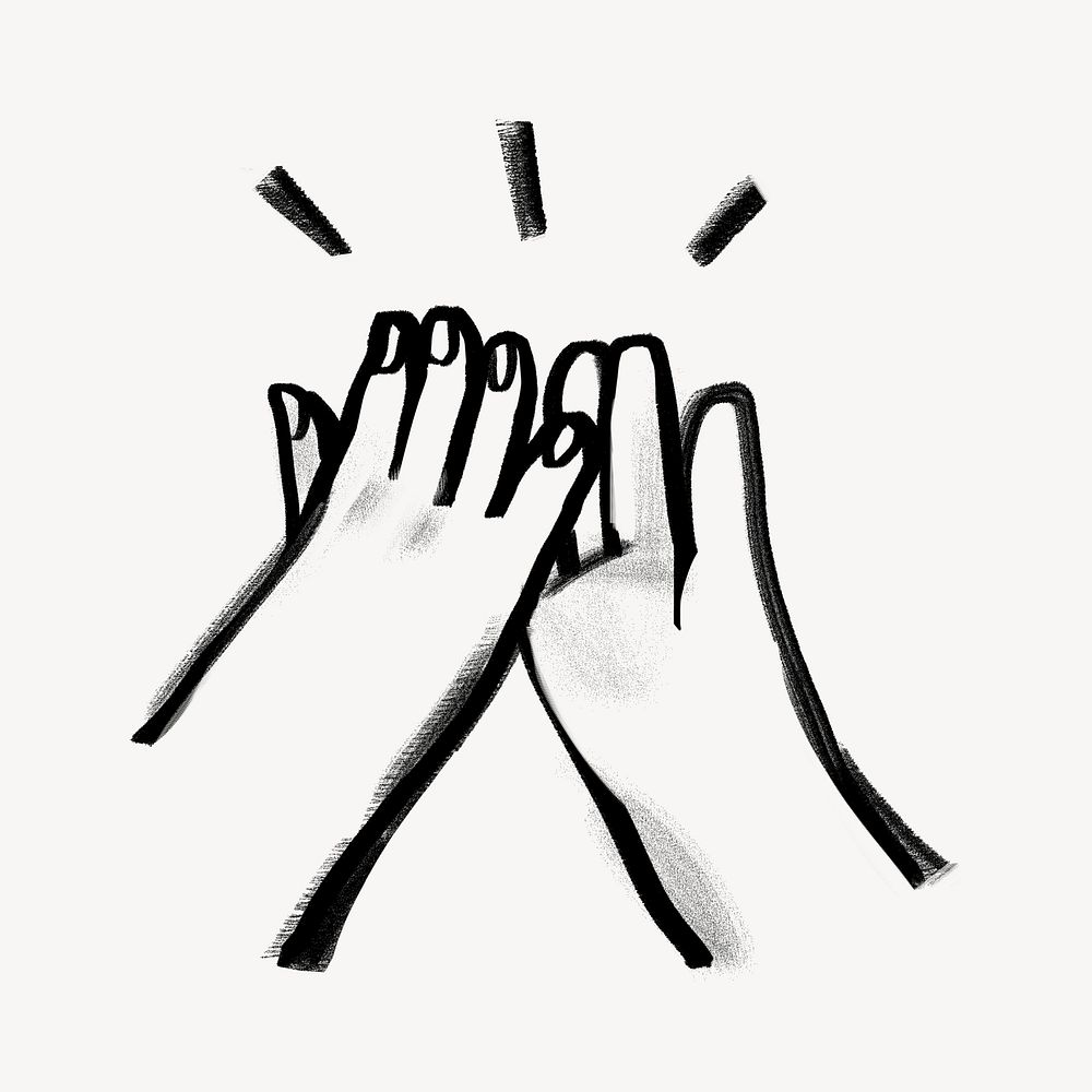 High five hands, gesture doodle psd
