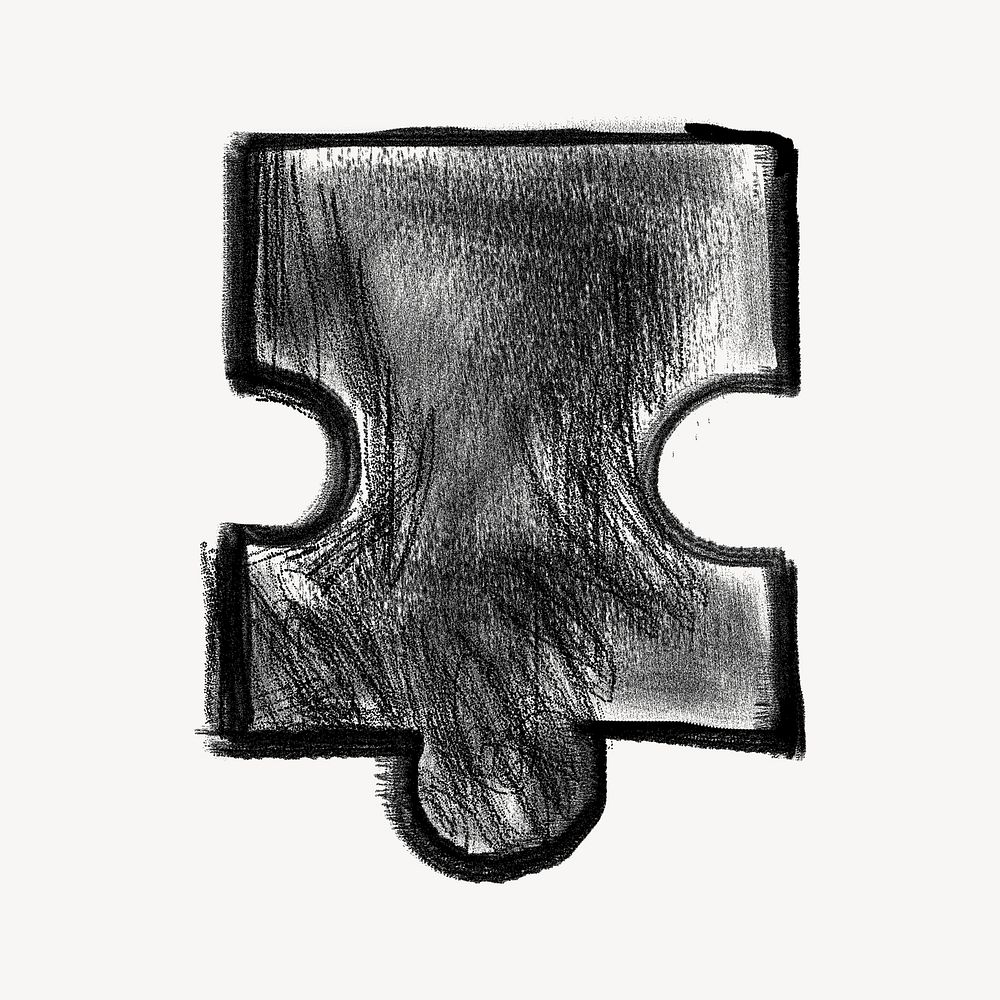 Puzzle piece, chalk texture doodle