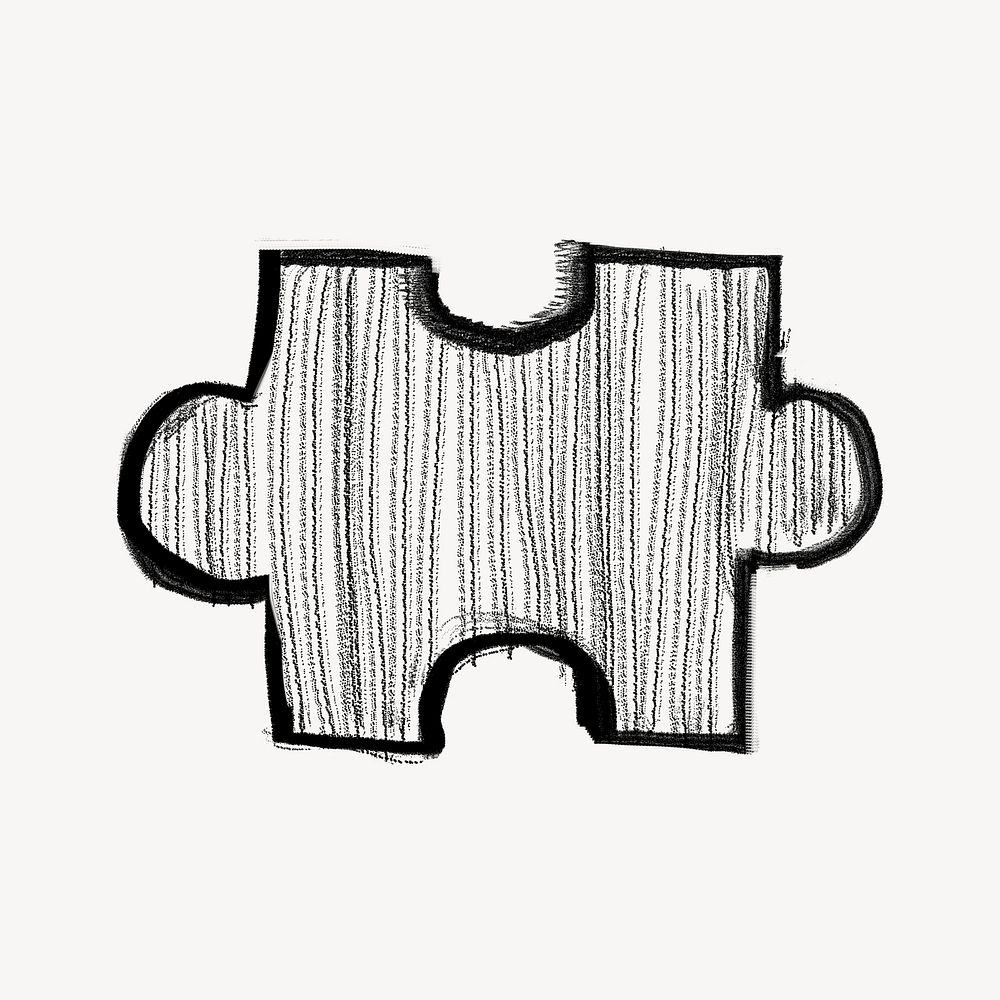 Puzzle piece, chalk texture doodle psd