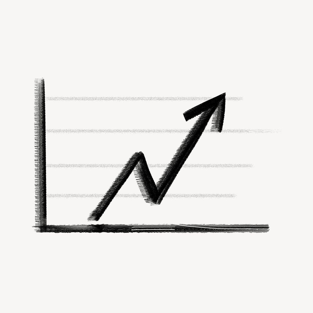 Upward arrow chart, business doodle psd