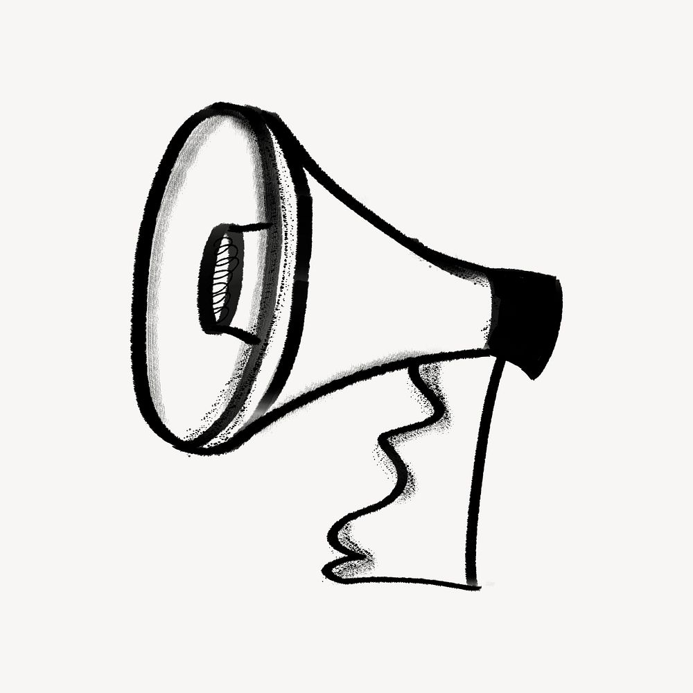 Megaphone doodle, digital marketing psd