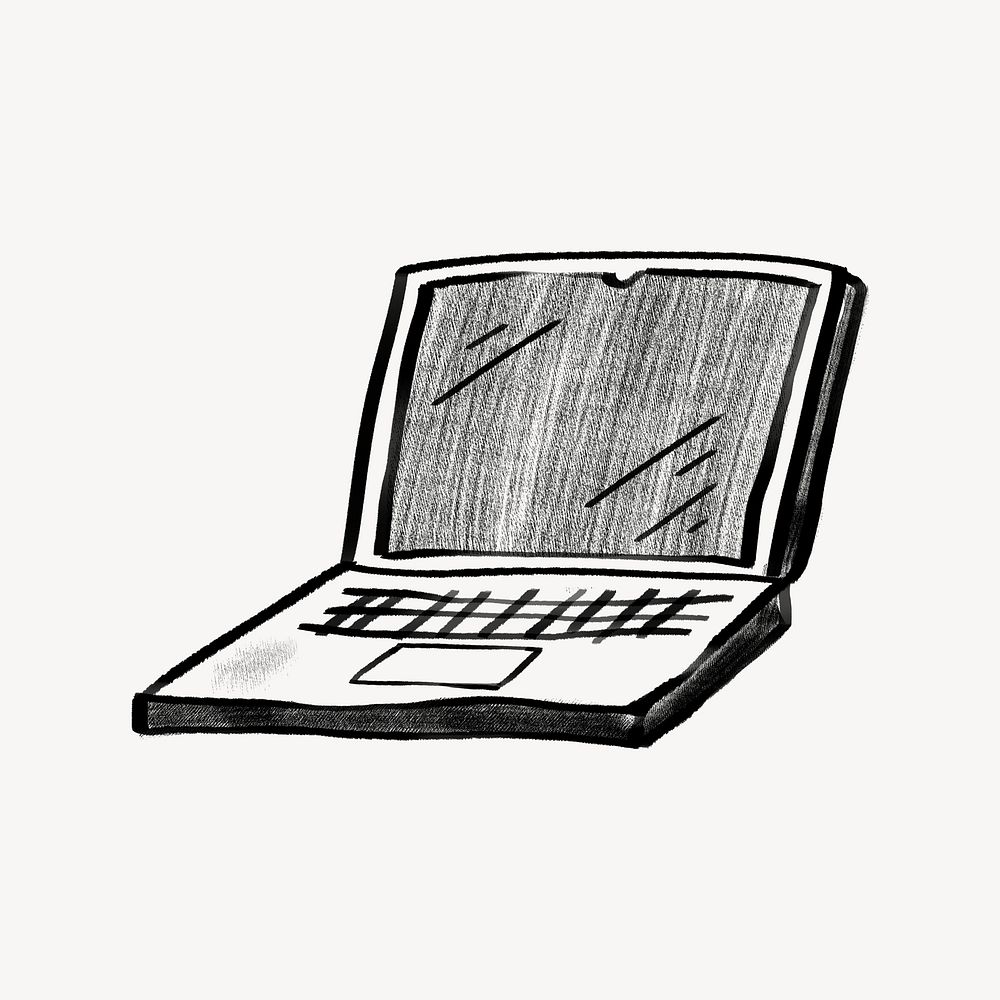 Laptop, digital device doodle  psd