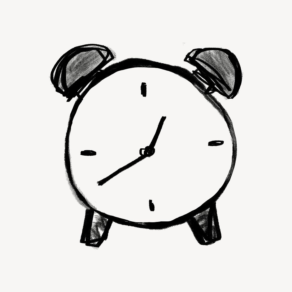 Alarm clock, time management business doodle psd