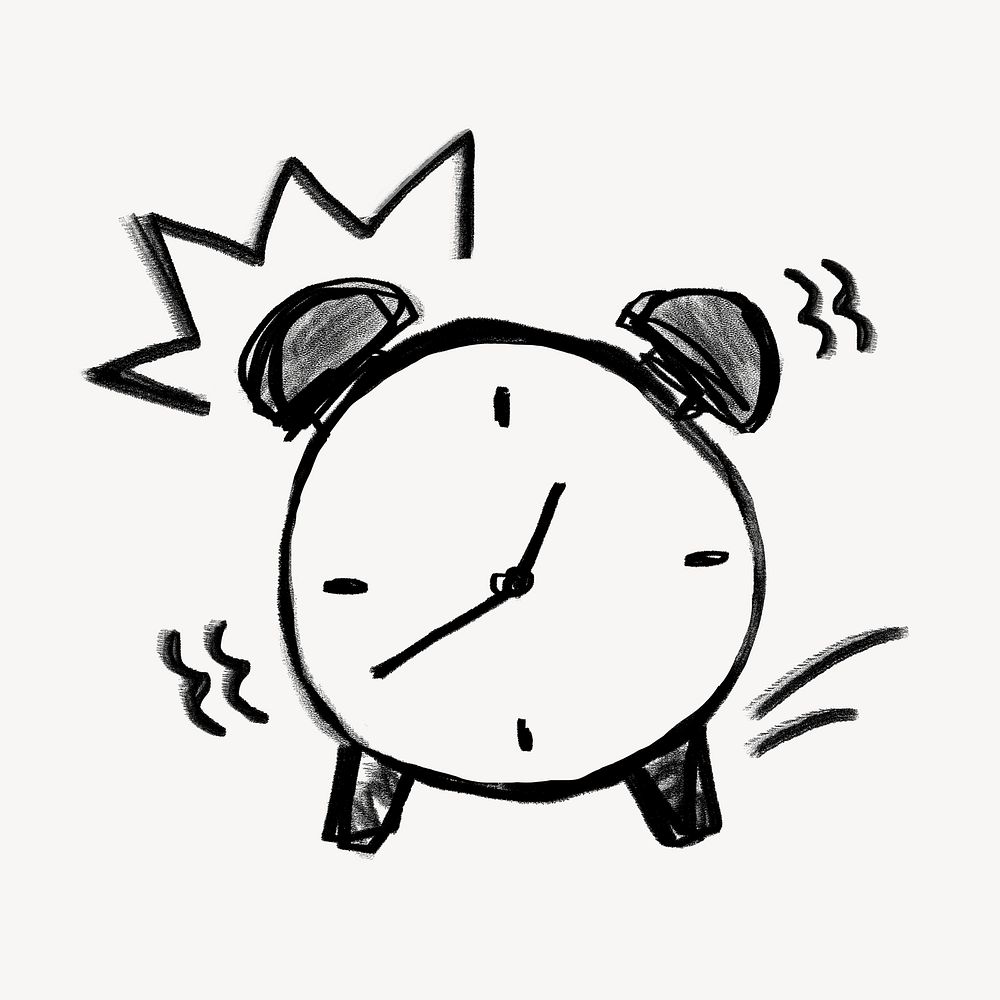 Ringing alarm clock, time's up, business doodle