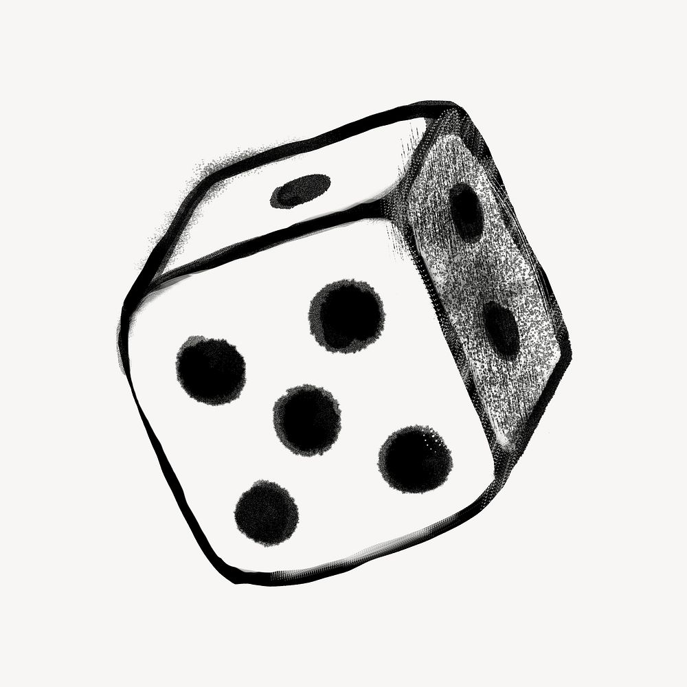 Rolling dice, gambling, entertainment doodle psd
