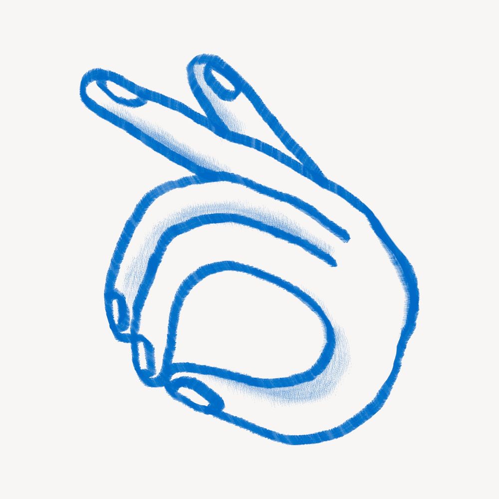 Okay hand, sign language doodle psd