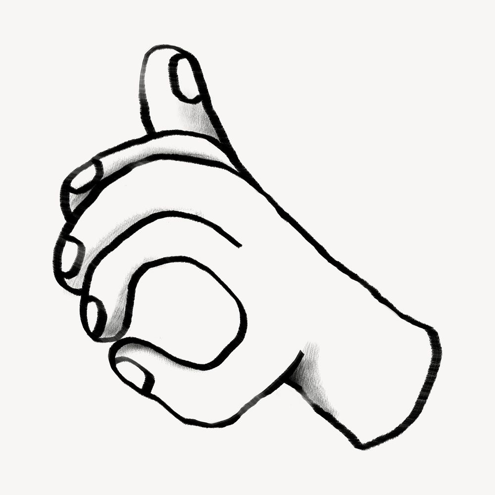 Okay hand, sign language doodle psd