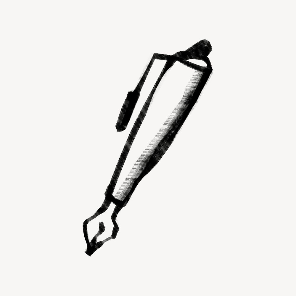 Fountain pen, stationery doodle psd