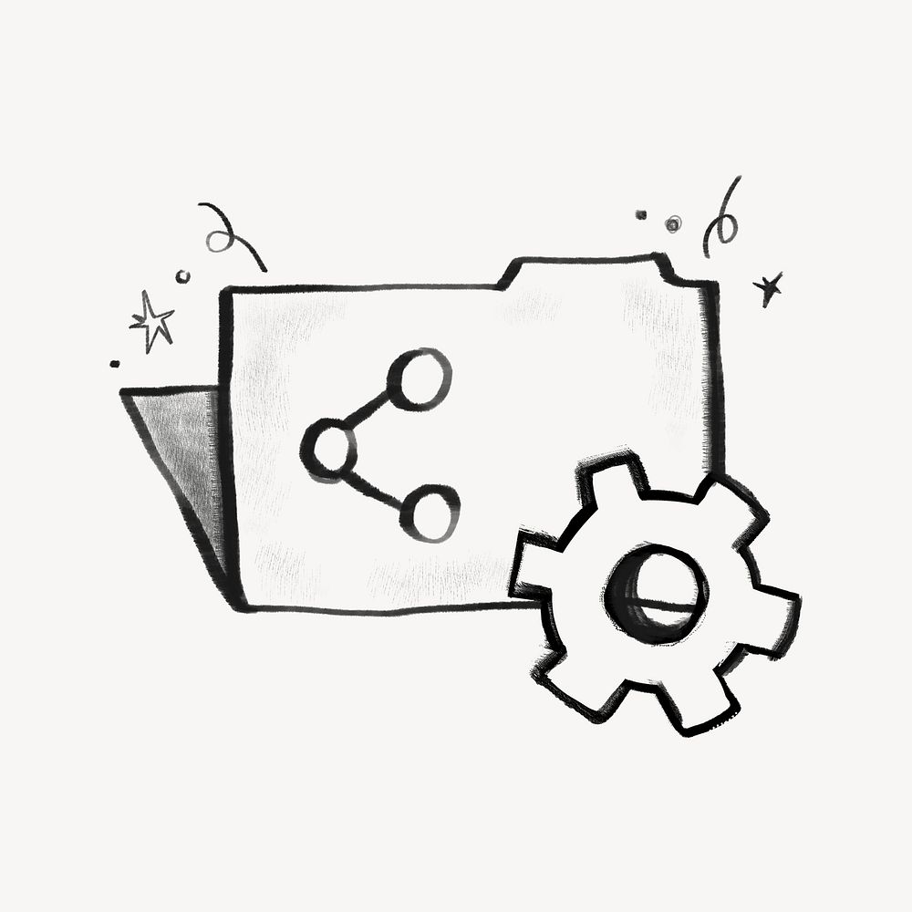 Folder cogwheel business doodle psd