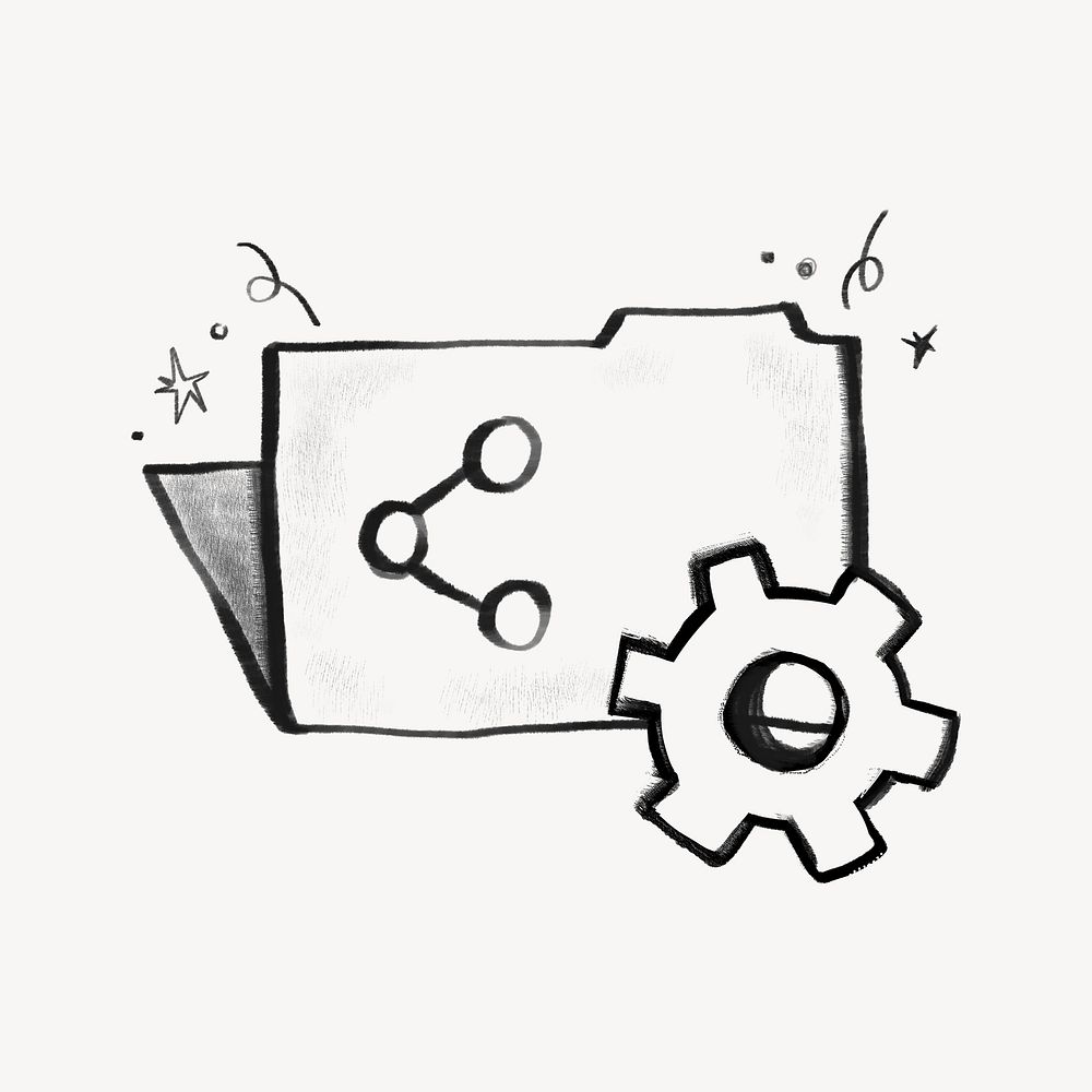 Folder cogwheel business doodle