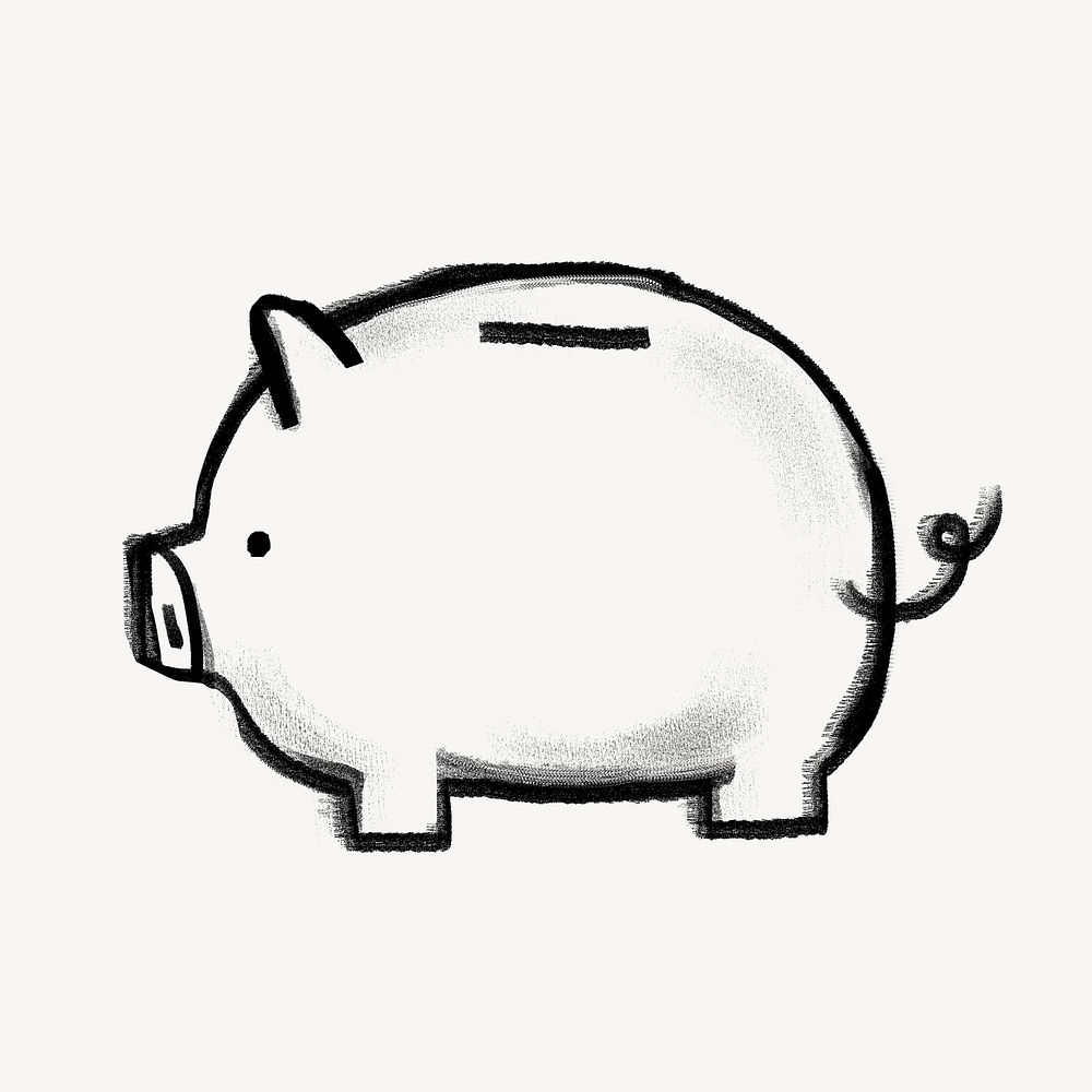 Piggy bank, money saving doodle