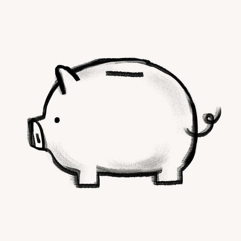 Piggy bank, money saving doodle psd