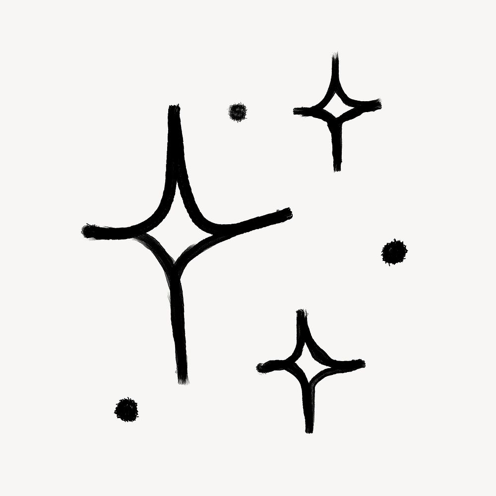 Sparkle star shapes, cute doodle psd