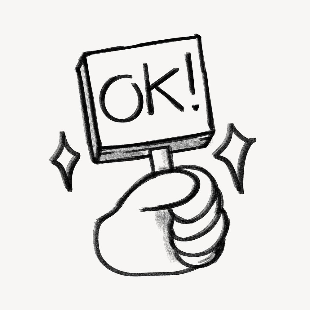 Hand holding OK sign doodle