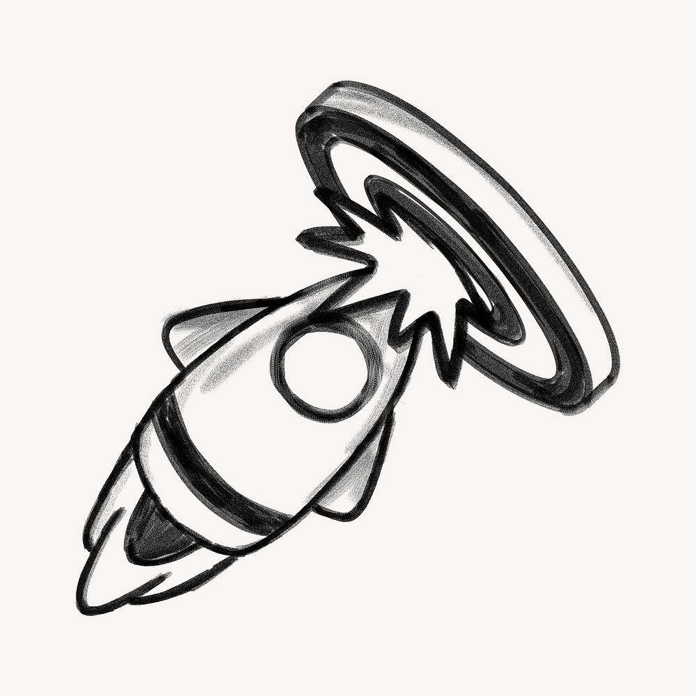 Rocket hitting target, business doodle