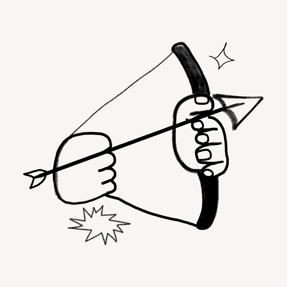 Hand shooting arrow, archery doodle Premium Photo rawpixel