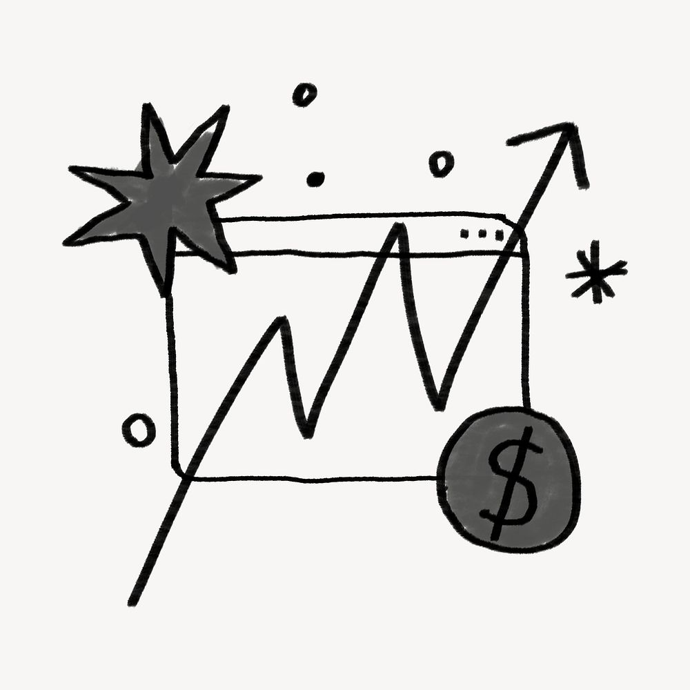 Upward arrow chart, business growth doodle psd