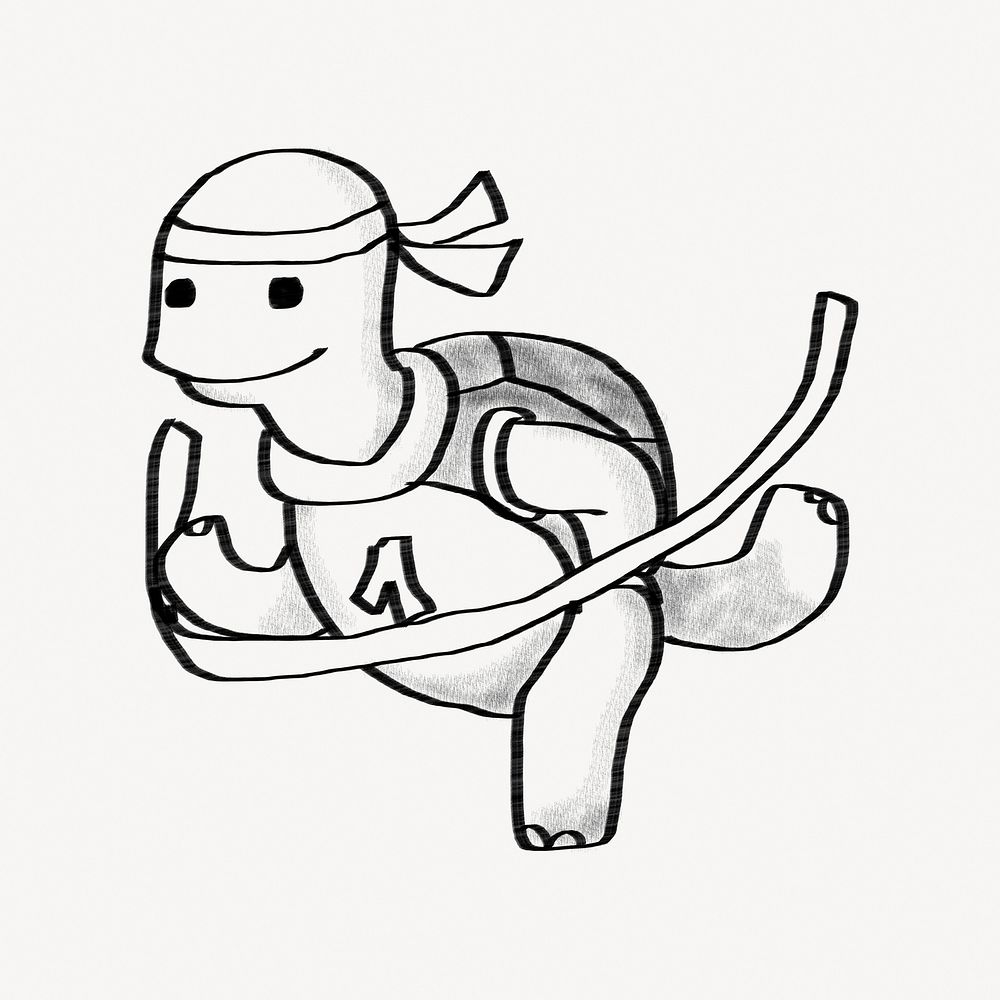 Turtle reaching goal, cute doodle
