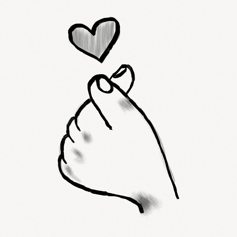 Heart hand doodle, love sign language
