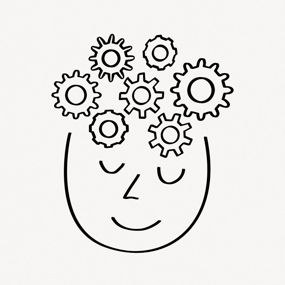 Gear head, AI business doodle