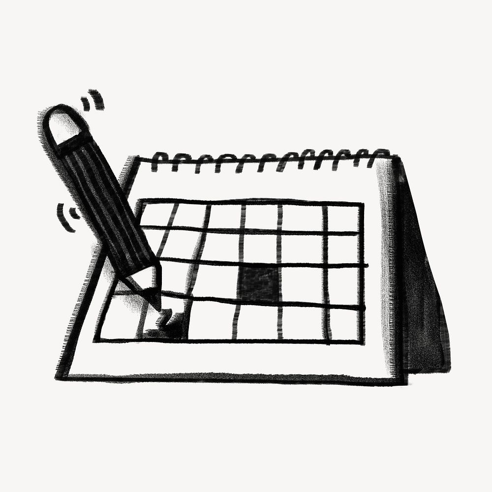 Pencil writing on calendar doodle psd